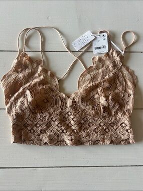 Free People Adella Lace Bralette, Nude, L